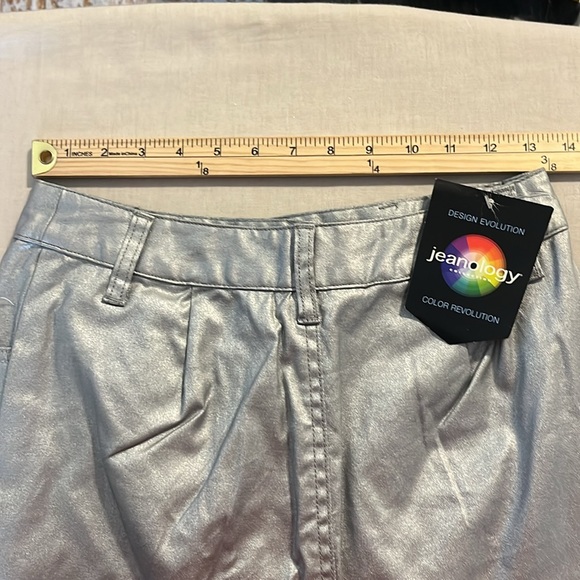 Vintage Metallic Pencil Skirt Midi Silver Women Sz 4 - Picture 5 of 9